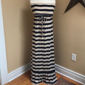 Navy Striped Maxi Dress - Church or Work